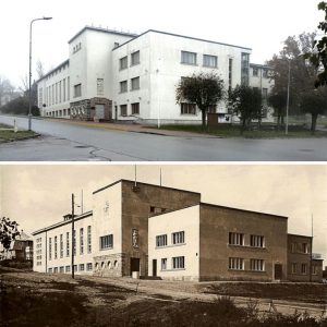 Madona agrāk un tagad: Madonas Aizsargu nams 1930. gados / Kultūras nams šodien. Pārbūves arhitekti — Tursons, 2008